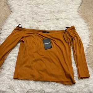 Mustard yellow off the shoulder top